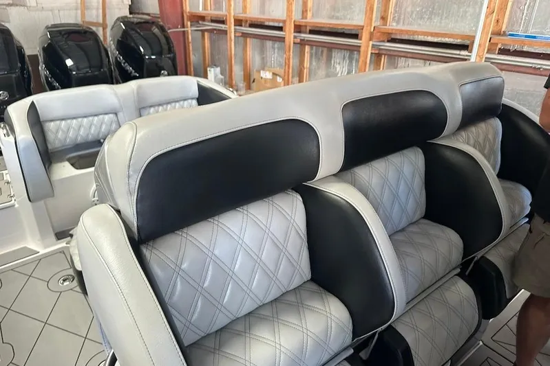  Yacht Photos Pics 2017 Nor-Tech 340 Sport Center Console boat interior with luxurious seating and powerful engines.