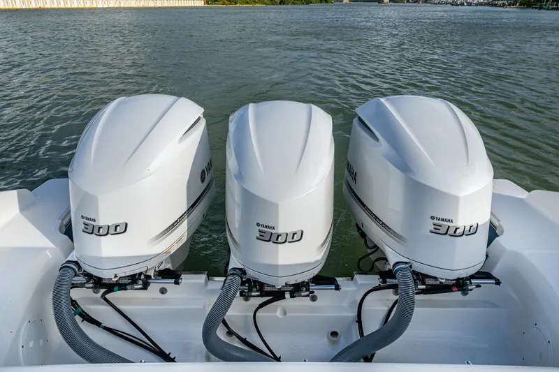  Yacht Photos Pics Triple Yamaha 300 engines on 2019 Pursuit DC 365 Dual Console boat.