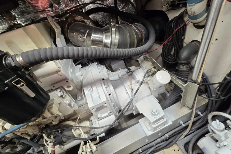  Yacht Photos Pics Engine room of 1988 Topaz 44 Flybridge with visible components and wiring.