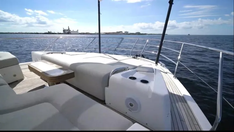  Yacht Photos Pics Luxurious 2019 Azimut 60 Flybridge yacht deck with ocean view.