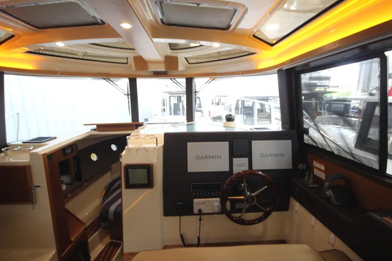 Patrick Mcginty Yacht Photos Pics Interior of 2022 Ranger Tugs R-29 Sedan Luxury Edition with Garmin navigation system.