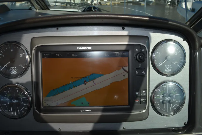 Knot On Call Yacht Photos Pics Dashboard of 2007 Sea Ray 44 Sundancer with Raymarine navigation display.