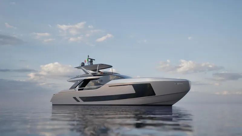 Filippetti F80 Yacht Photos Pics Luxurious 2027 Filippetti F80 yacht on calm sea under a clear sky.