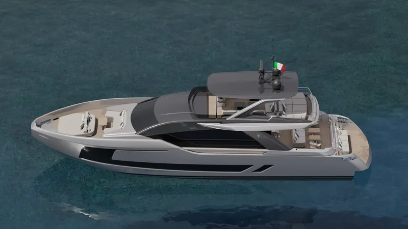 Filippetti F80 Yacht Photos Pics Luxury Filippetti F80 yacht 2027 model on serene blue water.