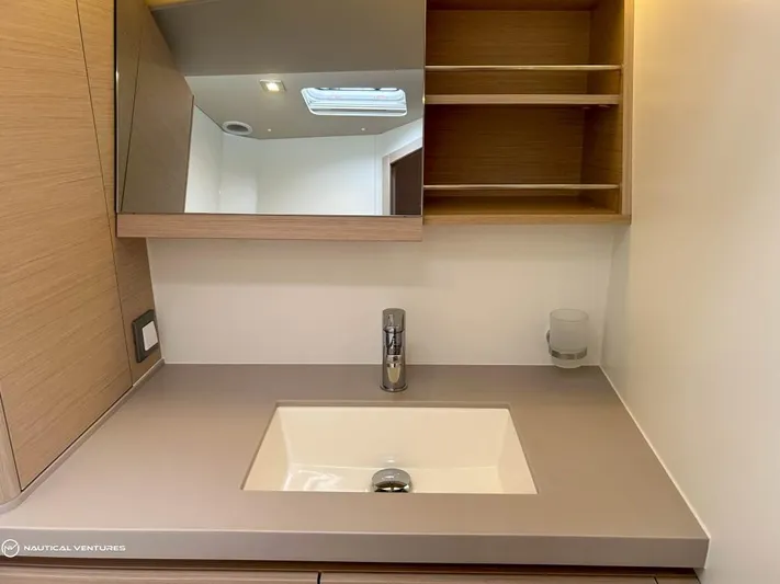  Yacht Photos Pics Modern bathroom vanity in 2024 Beneteau Oceanis 51.1 yacht.