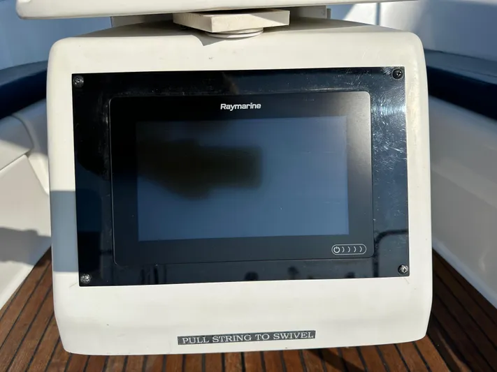 Shamrock Yacht Photos Pics Raymarine navigation display on 2011 Beneteau Oceanis 40 yacht, with swivel feature.