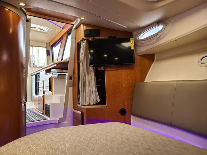  Yacht Photos Pics 2023 Cutwater C-30 Sedan NW Edition interior with modern amenities and cozy seating.