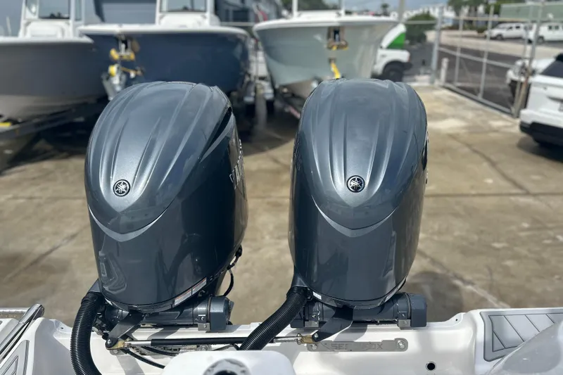  Yacht Photos Pics Twin Yamaha outboard engines on a 2026 Sea Fox 268 Commander boat.