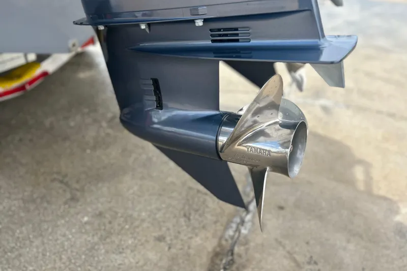  Yacht Photos Pics Close-up of a Yamaha propeller on a 2026 Sea Fox 268 Commander boat.