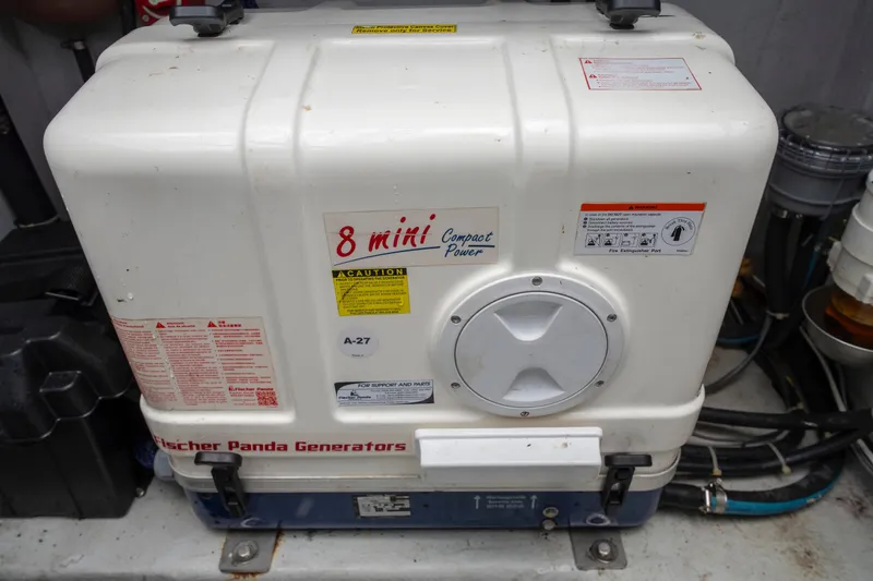 Wanderlust Yacht Photos Pics Fischer Panda generator in a 2020 Lagoon 40 yacht engine room.