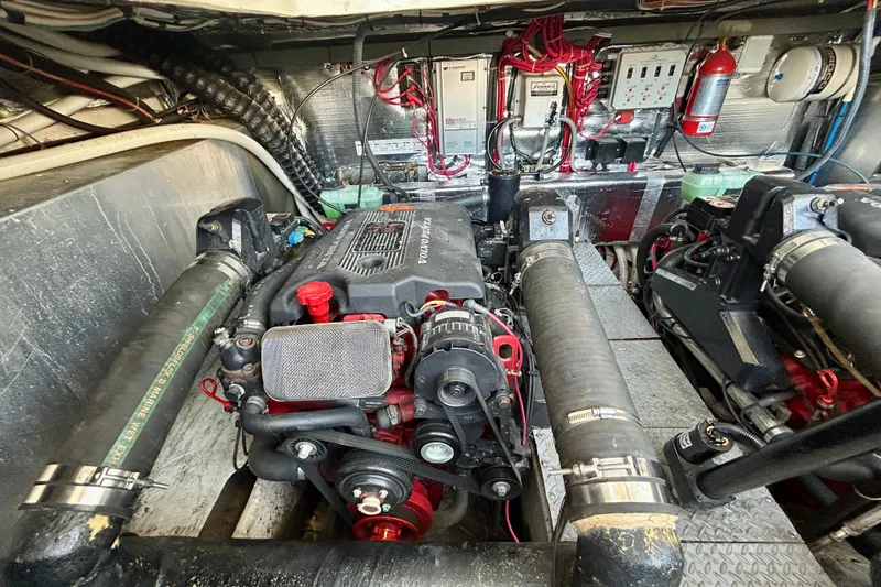 Done Deal Yacht Photos Pics Engine room of 2002 Regal Commodore 3860 with Volvo Penta engine and wiring.