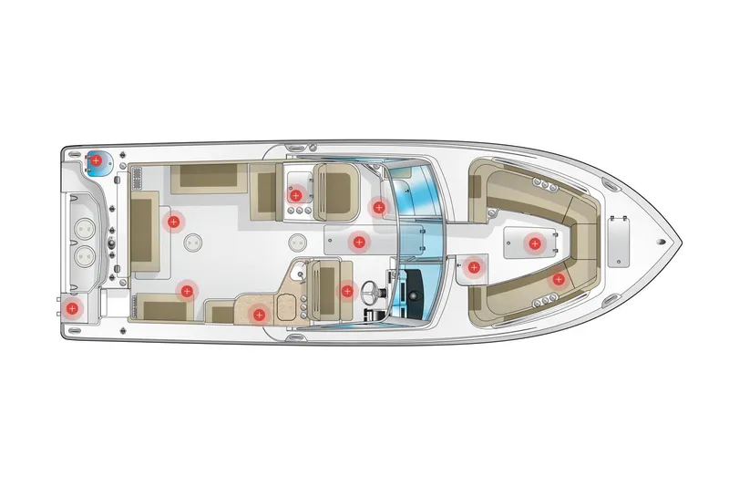  Yacht Photos Pics Manufacturer Provided Image: Top view layout of 2020 Sailfish 325 DC boat model.