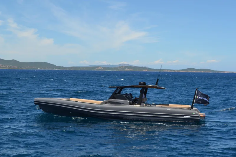 Black Shiver 120 Efb Yacht Photos Pics 2025 Novamarine Black Shiver 120 Diesel boat cruising on open sea.