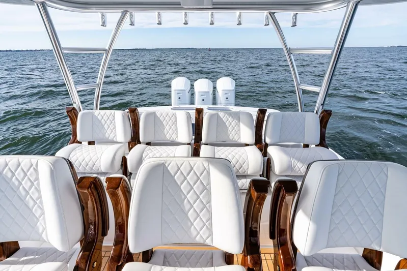  Yacht Photos Pics 2026 Valhalla Boatworks V-46 with luxurious seating on open water.