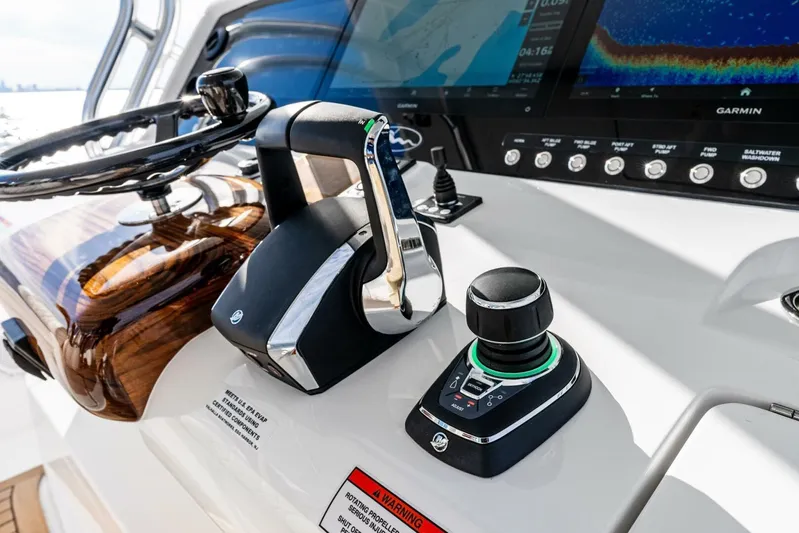  Yacht Photos Pics Valhalla Boatworks V-46 2026 helm with advanced controls and navigation display.