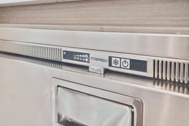 Freedom Yacht Photos Pics Vitrifrigo refrigerator control panel on 2022 Leopard 53 Powercat yacht.