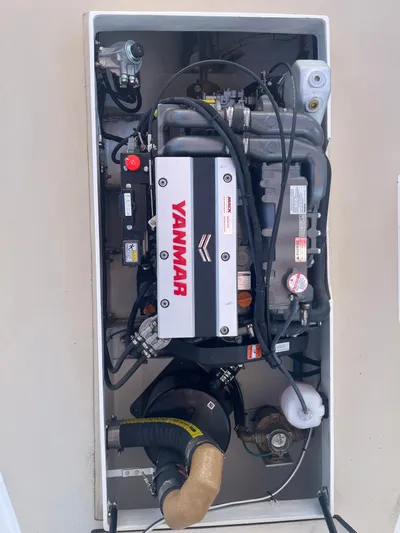 Joseph Packer Yacht Photos Pics Engine compartment of a 2024 Duffy 26 Water Taxi featuring a Yanmar engine.