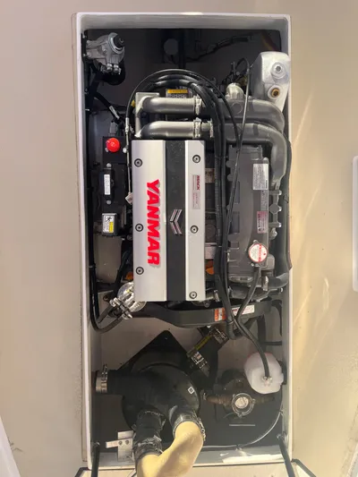 Joseph Packer Yacht Photos Pics Engine compartment of a 2024 Duffy 26 Water Taxi featuring a Yanmar engine.