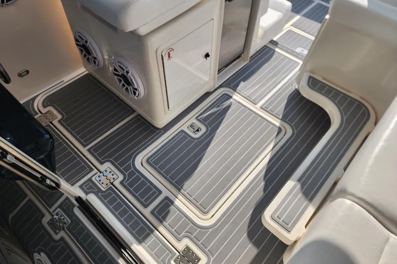  Yacht Photos Pics 2001 Tiara Yachts 3500 Open interior with sleek, modern flooring and seating.