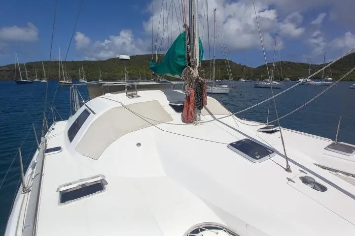 Yellowrock Yacht Photos Pics Sailing yacht Alliaura Privilege 37, 1996 model, anchored in a scenic bay.