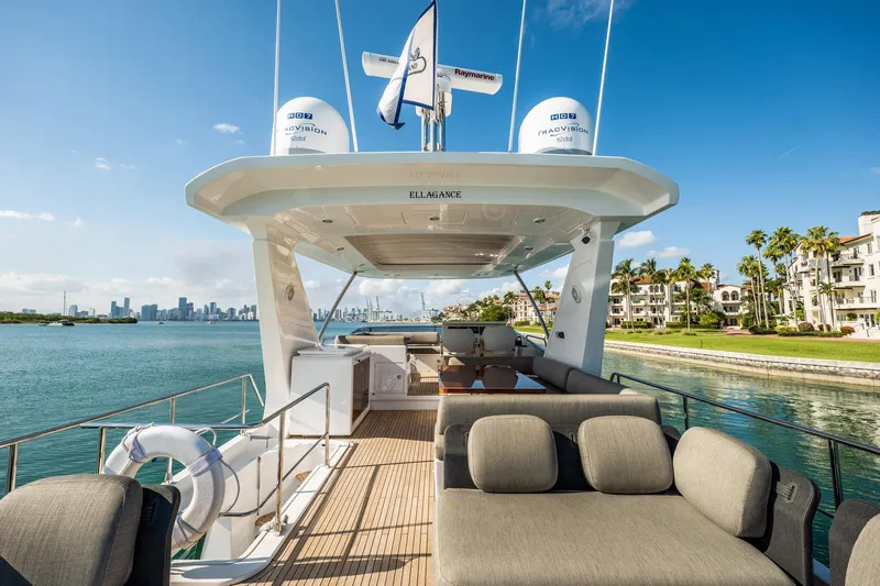 Amici Yacht Photos Pics Luxurious 2017 Azimut 66 yacht with spacious deck, scenic waterfront view.