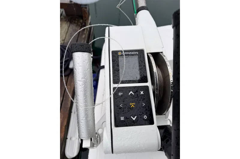 Archangel Yacht Photos Pics Close-up of a Cannon fishing reel control panel on a 1992 Viking 43 Open boat.