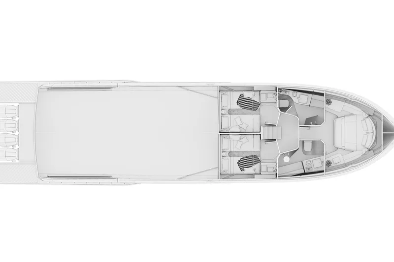 Edge 65 Yacht Photos Pics Top view layout of 2023 Van der Valk Edge 65 yacht interior design.