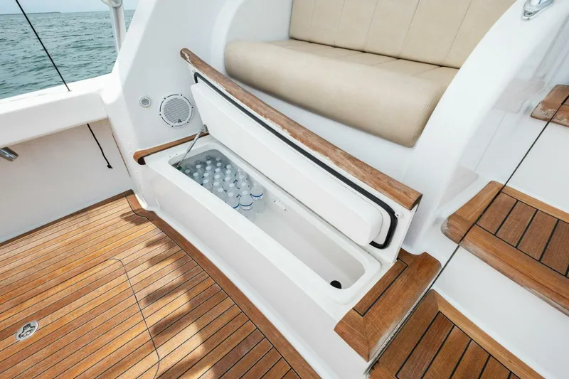 Terrabbean Yacht Photos Pics 2015 Viking 52 Open yacht with built-in cooler and teak deck.