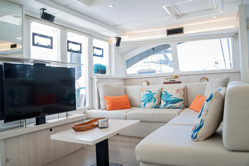 Windward Destiny Yacht Photos Pics Saloon Table Convertible to Coffee Table