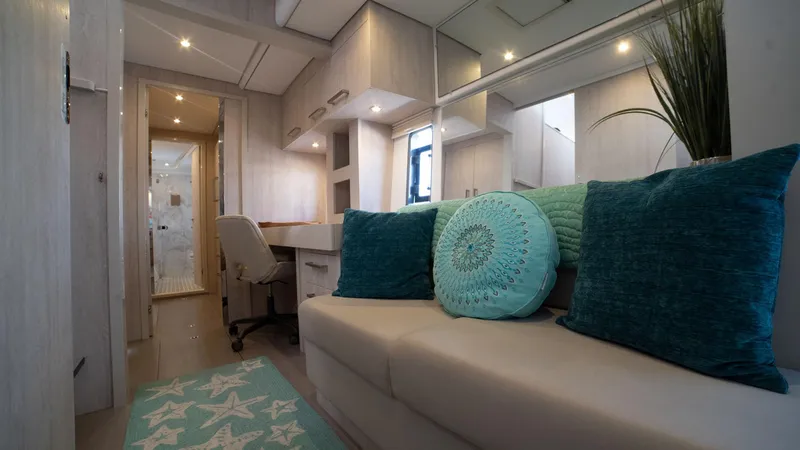 Windward Destiny Yacht Photos Pics Owner's Suite with Settee