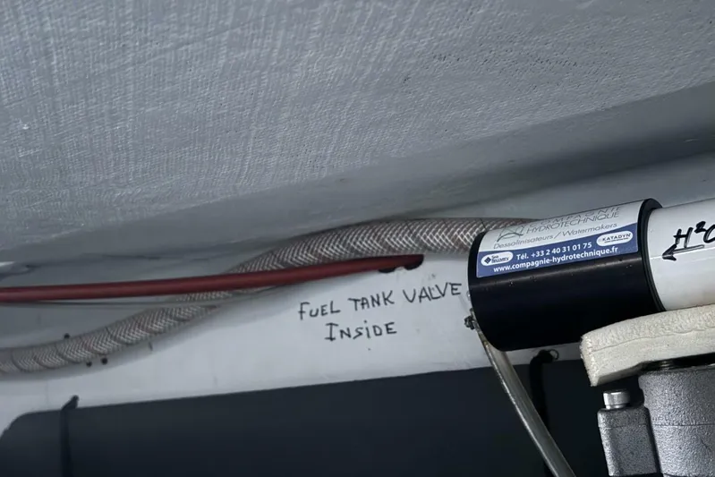 Zed4 Yacht Photos Pics Fuel tank valve inside a 2009 Class 40 Akilaria RC2 yacht.