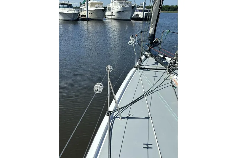 Zed4 Yacht Photos Pics Sailboat deck view of 2009 Class 40 Akilaria RC2 in marina.