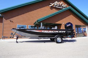 2025 Tracker Pro Team 175 boat displayed at All Out Marine dealership.
