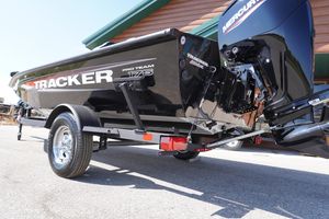 2025 Tracker Pro Team 175 boat on trailer, featuring Mercury outboard motor.