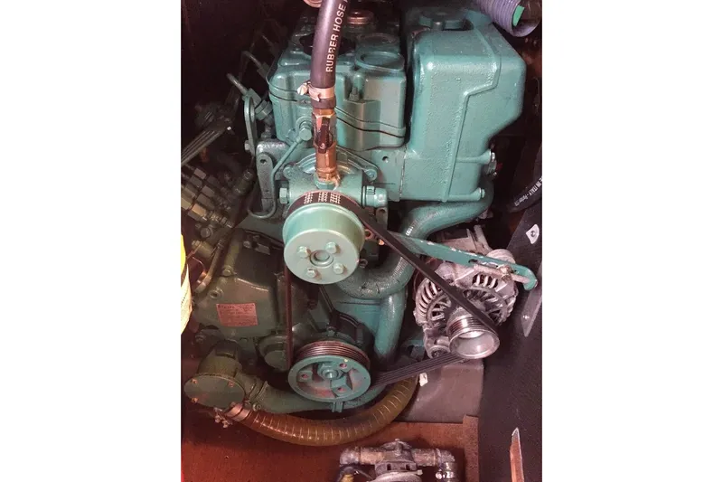 Perseverance Yacht Photos Pics Engine of a 2012 Grand Soleil 43 sailboat, showcasing mechanical components.