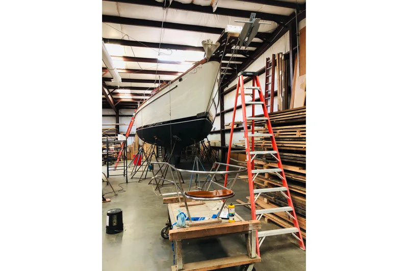 Shamrock Yacht Photos Pics Shamrock in workshop during restoration