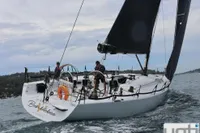 Sailing yacht "Bumblebee" on water, Custom Murray Burns Dovell 62, 1999 model.