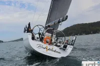 Sailing yacht "Bumblebee" on water, Custom Murray Burns Dovell 62, 1999 model.