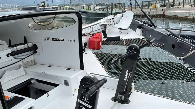 Limosa Yacht Photos Pics Sailing yacht deck of 2011 CDK Technologies MULTI ONE DESIGN 70 – MOD 70, docked at marina.