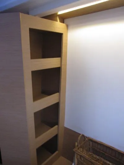  Yacht Photos Pics 2024 Jeanneau 380 interior shelving unit with modern design.