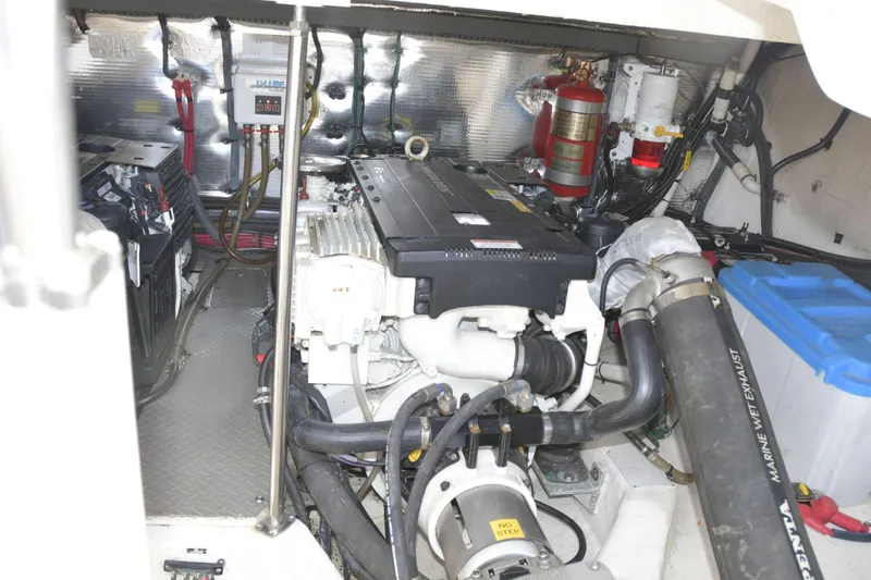  Yacht Photos Pics Engine room of 2013 Regal 42 Sport Coupe with visible components and wiring.