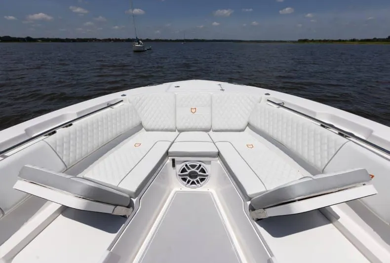 Sea Fox Boats Yacht Photos Pics 2025 Sea Fox 368 Commander Center Console boat with luxurious seating.