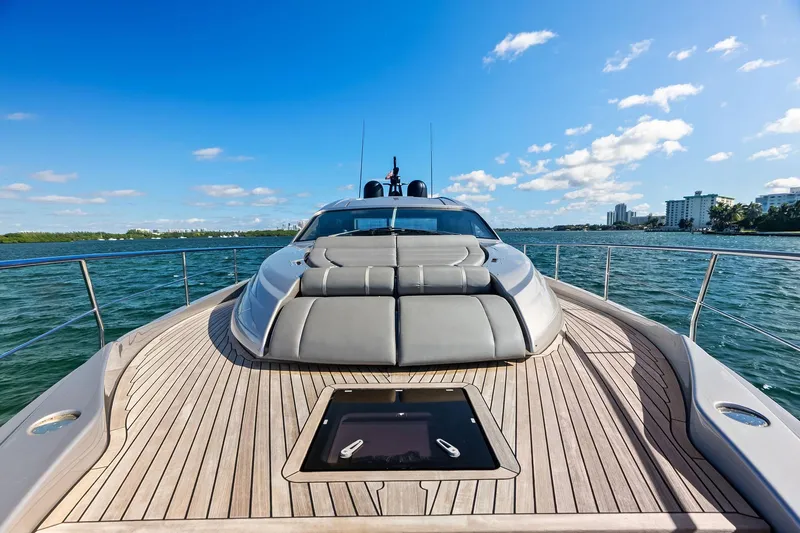 Niki Yacht Photos Pics 2024 Pershing 7X yacht deck with sleek design on open water.