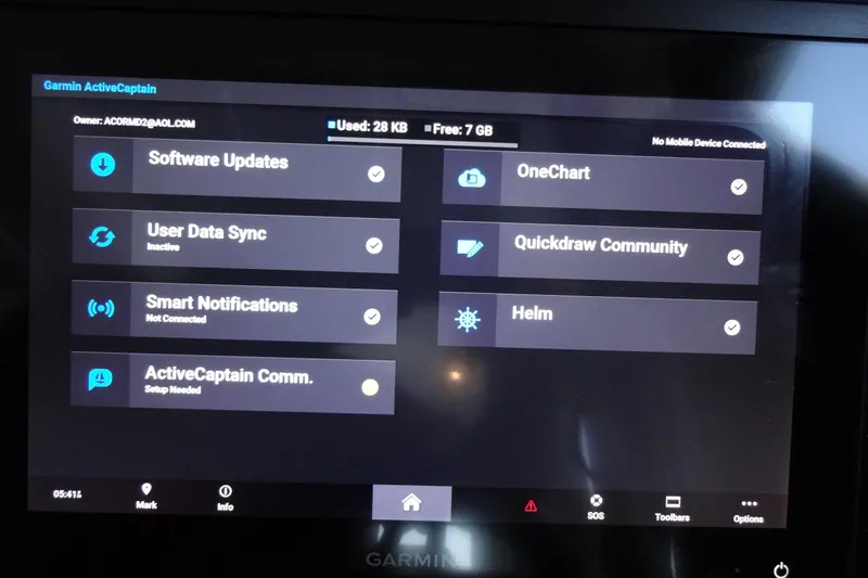 Blue Baby Yacht Photos Pics Garmin ActiveCaptain interface on Jeanneau Merry Fisher 895 Offshore, 2022 model.