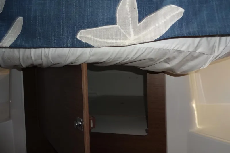 Blue Baby Yacht Photos Pics Interior cabin view of 2022 Jeanneau Merry Fisher 895 Offshore boat.