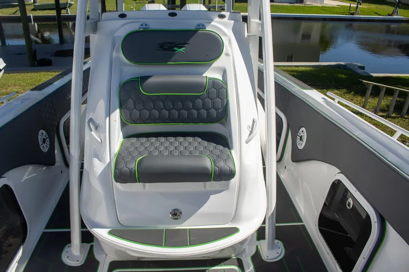 Adeline Yacht Photos Pics 2023 Glasstream 328 GS Xtreme boat interior with stylish seating and modern design.