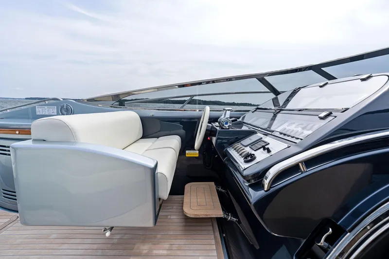 Badleship Yacht Photos Pics Luxurious 2015 Riva Rivale yacht cockpit with sleek design and modern controls.