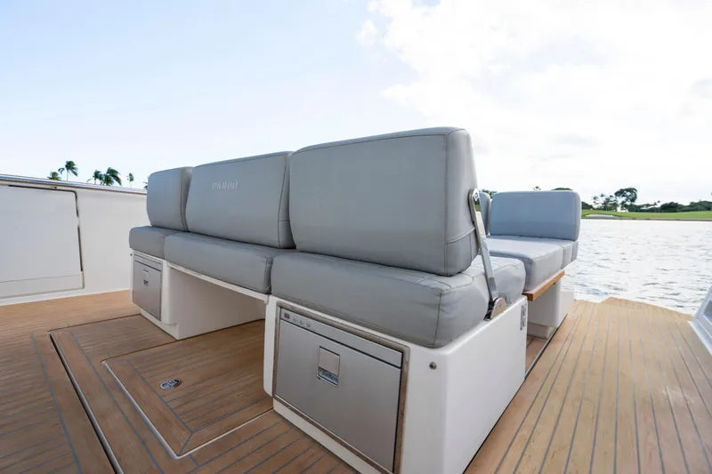 Yacht Photos Pics Luxury seating on 2021 Pardo Yachts 38, featuring sleek design and waterfront view.