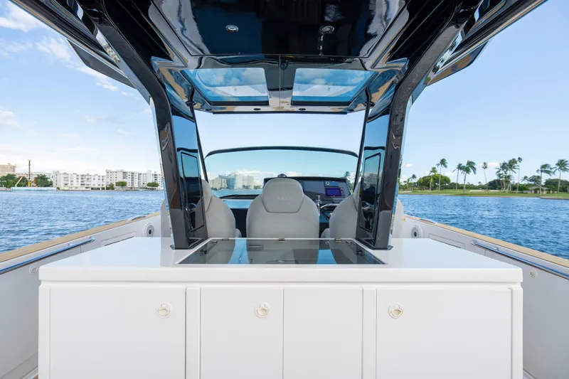  Yacht Photos Pics 2021 Pardo Yachts 38 interior with sleek design, open water view, and modern amenities.