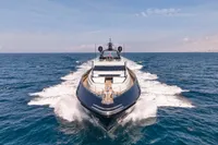 Luxury Codecasa 41S yacht cruising on open sea, 2007 model.